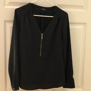 The Limited black quarter zip blouse